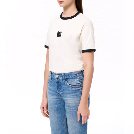 EMBROIDERY BADGE RINGER TEE (WHITE)