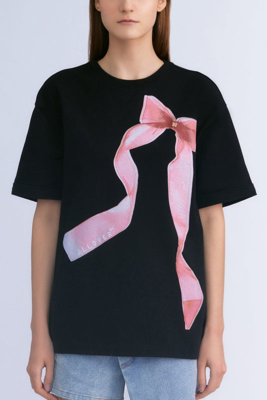 Tipsy Ribbon Graphic Tee (Black)