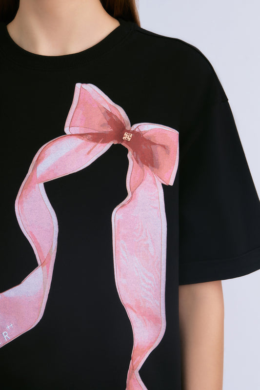 Tipsy Ribbon Graphic Tee (Black)