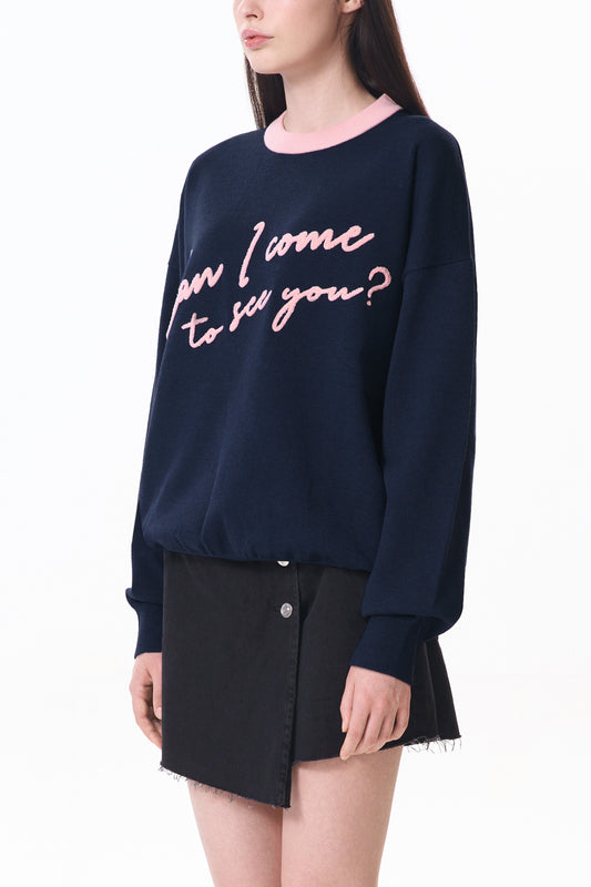 CHENILLE EMBROIDERY JUMPER (NAVY)