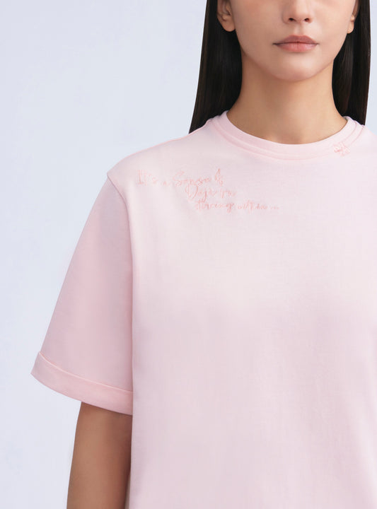 Déjà Vu Embroidery Tee (Pink)