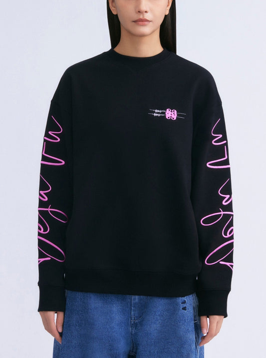 Déjà Vu Embroidery Crewneck Sweatshirt (BLACK)