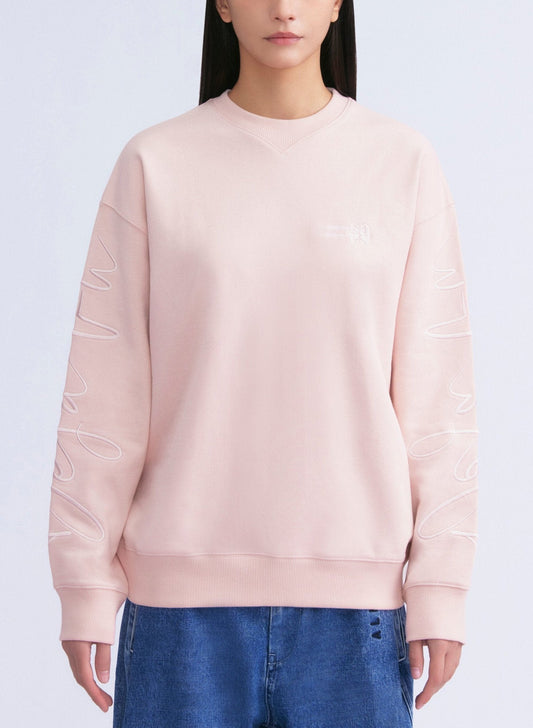 Déjà Vu Embroidery Crewneck Sweatshirt (PINK)