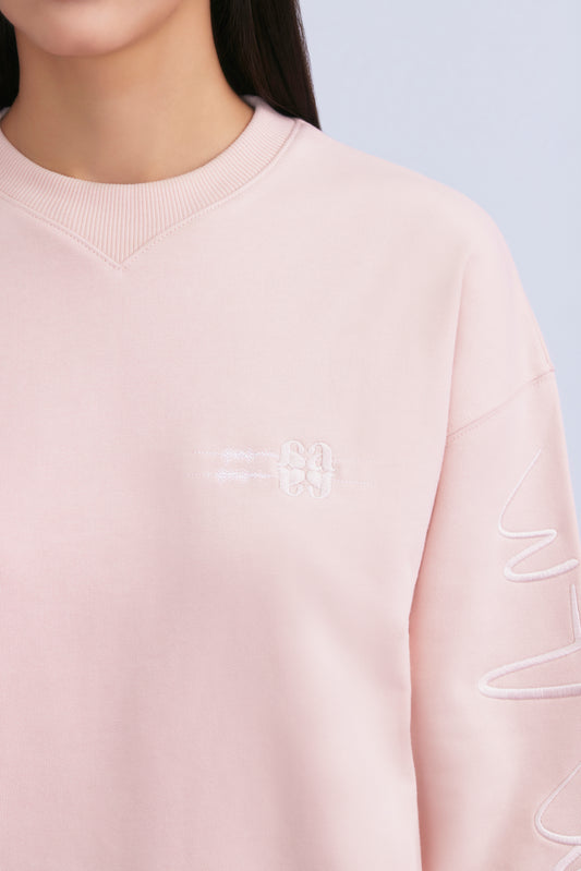 Déjà Vu Embroidery Crewneck Sweatshirt (PINK)