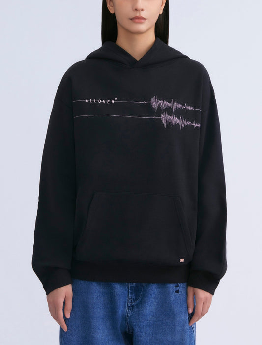 Small Town in Love Embroidery Hoodie (black)