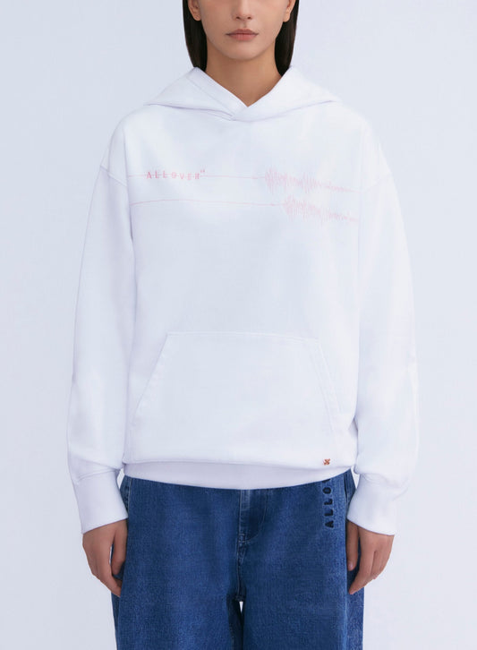 Small Town in Love Embroidery Hoodie (white)