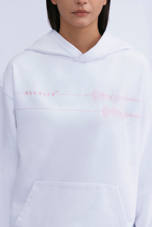 Small Town in Love Embroidery Hoodie (white)