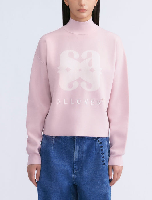 Monogram Cropped Turtleneck Sweater