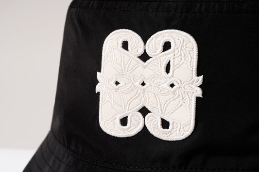 FLORAL ICON EMBROIDERY PU BADGE POLYESTER BUCKET HAT