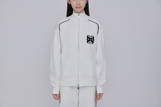 ALLOVER Knit Zipped Jacket (White)