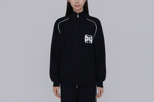 ALLOVER Knit Zipped Jacket (Black)