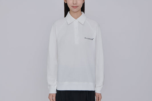 ALLOVER Long Sleeve Polo (White)