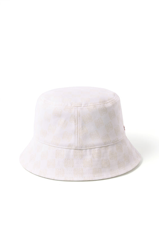 Monogram with Embroidery Logo Bucket Hat  (White)